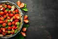 Fresh strawberries in a wooden box. Berries Royalty Free Stock Photo