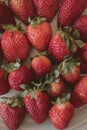 Fresh strawberry background. Close up view of red ripe strawberries. Royalty Free Stock Photo