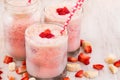 Fresh Strawberry Banana Breakfast Smoothies in Glasses