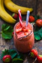 Fresh strawberry and banana smoothie Royalty Free Stock Photo