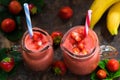 Fresh strawberry and banana smoothie Royalty Free Stock Photo