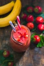 Fresh strawberry and banana smoothie Royalty Free Stock Photo