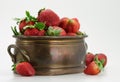 Fresh strawberry in brassy tub Royalty Free Stock Photo