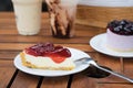 Fresh strawberry cheesecake. Royalty Free Stock Photo