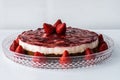 Fresh strawberry cheesecake on a plate Royalty Free Stock Photo