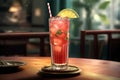 Fresh strawberry cocktails with slices fruits, mint, straw Royalty Free Stock Photo