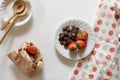 Fresh strawberry with dark chocolate. Royalty Free Stock Photo