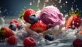 Fresh strawberry dessert, creamy ice cream indulgence generated by AI Royalty Free Stock Photo