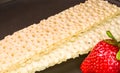 fresh strawberry and diabetic diet crunches - crispy waffle crispbread from wheat, texture