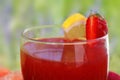 Fresh strawberry drink in glass, closeup Royalty Free Stock Photo