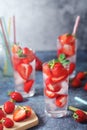 Fresh strawberry drink with ice Royalty Free Stock Photo