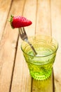 Fresh strawberry on fork Royalty Free Stock Photo