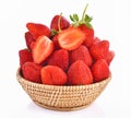 Fresh strawberry fruit berry basket on white background Royalty Free Stock Photo