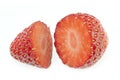 Fresh Strawberry Fruit Cut in Half Isolated White Royalty Free Stock Photo