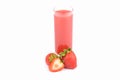 Fresh strawberry fruit juices and strawberry on white Royalty Free Stock Photo