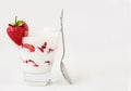 Fresh strawberry on a glass with dessert yogurt and strawberry l Royalty Free Stock Photo