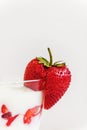 Fresh strawberry on a glass with dessert yogurt and strawberry l Royalty Free Stock Photo