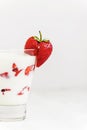 Fresh strawberry on a glass with dessert yogurt and strawberry l Royalty Free Stock Photo