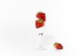 Fresh strawberry in glass of water. Royalty Free Stock Photo
