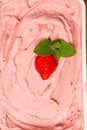 Fresh strawberry ice cream in the box Royalty Free Stock Photo