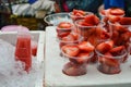 Fresh strawberry juice sold in Bangkok, Thailand