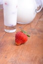 Fresh strawberry milk in a glass. close up Royalty Free Stock Photo