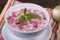 Fresh strawberry milk in a plate Royalty Free Stock Photo