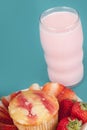 Fresh Strawberry Muffin with Strawberry milk Royalty Free Stock Photo