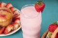 Fresh Strawberry Muffin with Strawberry milk Royalty Free Stock Photo