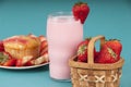 Fresh Strawberry Muffin with Strawberry milk Royalty Free Stock Photo