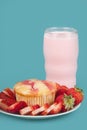 Fresh Strawberry Muffin with Strawberry milk Royalty Free Stock Photo