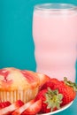 Fresh Strawberry Muffin with Strawberry milk Royalty Free Stock Photo