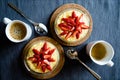 Fresh strawberry porridge on a table