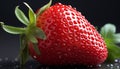 Fresh strawberry, ripe and juicy, on a clean green leaf generated by AI