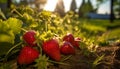 Fresh strawberry, ripe and juicy, a taste of summer generated by AI