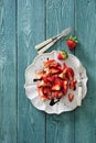 Fresh strawberry salad with red balsamic vinaigrette dressing. Royalty Free Stock Photo