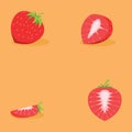 Four slice fresh strawberry for design