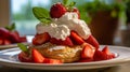 Fresh Strawberry Shortcake. Blurred Background Royalty Free Stock Photo