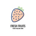 Fresh strawberry simple logo template. Fresh fruit vector icon design