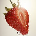 fresh strawberry slice with water suspend in the air Royalty Free Stock Photo