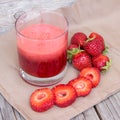 Fresh strawberry smoothie juice and strawberries Royalty Free Stock Photo