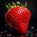 Fresh strawberry on solid black background