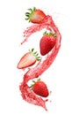 Fresh strawberry with spiral splash juice Royalty Free Stock Photo