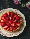 Fresh Strawberry Tart on Elegant Plate