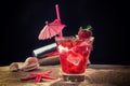 Fresh strawberry tropical cocktail with shaker Royalty Free Stock Photo