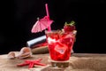 Fresh strawberry tropical cocktail with shaker Royalty Free Stock Photo