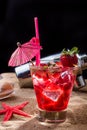 Fresh strawberry tropical cocktail with shaker Royalty Free Stock Photo
