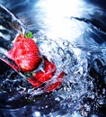 Fresh strawberry in water Royalty Free Stock Photo