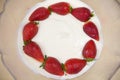 Fresh strawberry yoghurt dessert. Strawberry fruit quark Royalty Free Stock Photo