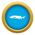 Fresh sturgeon fish icon blue vector isolated